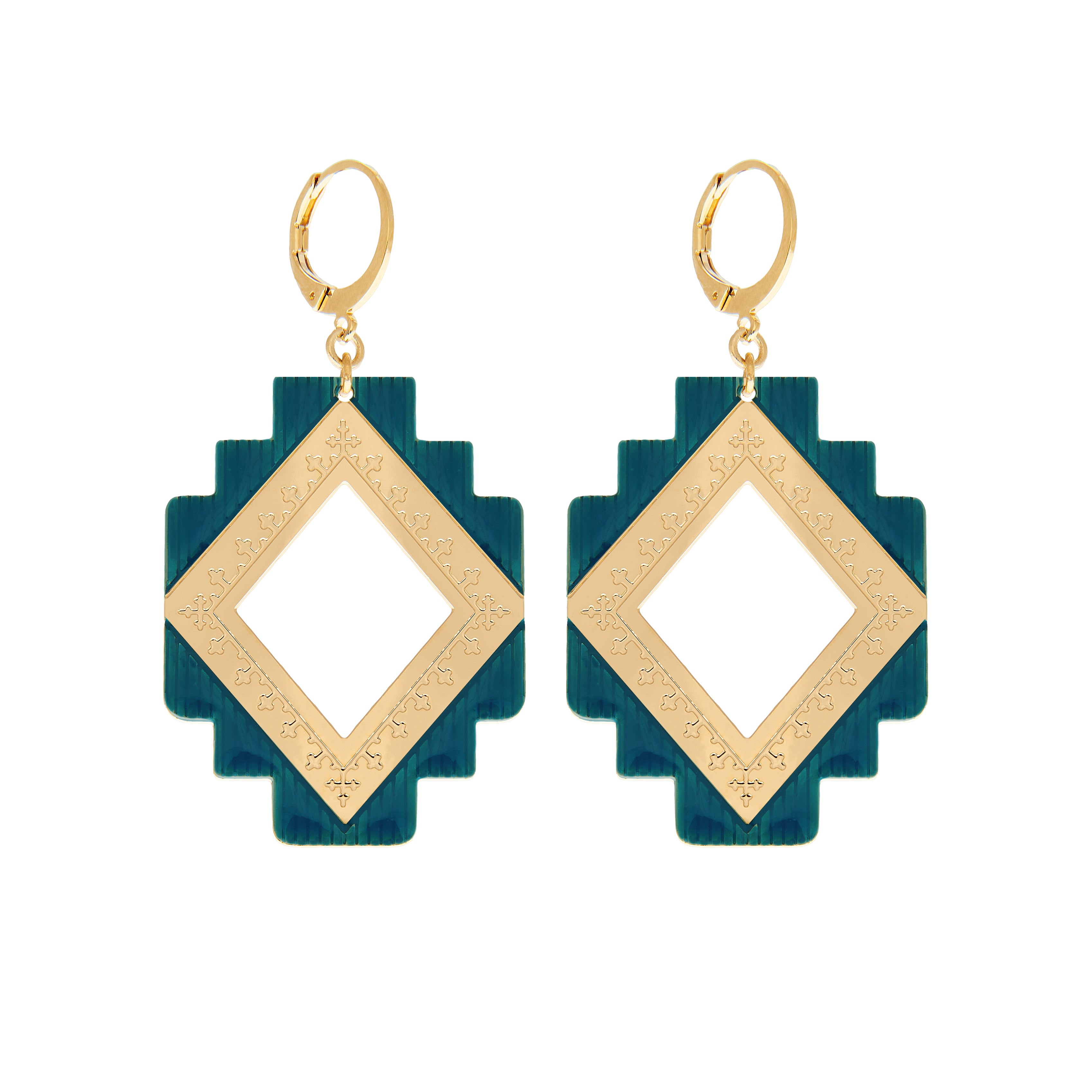 GRANDES BOUCLES D'OREILLE KILIM EMAILLÉES