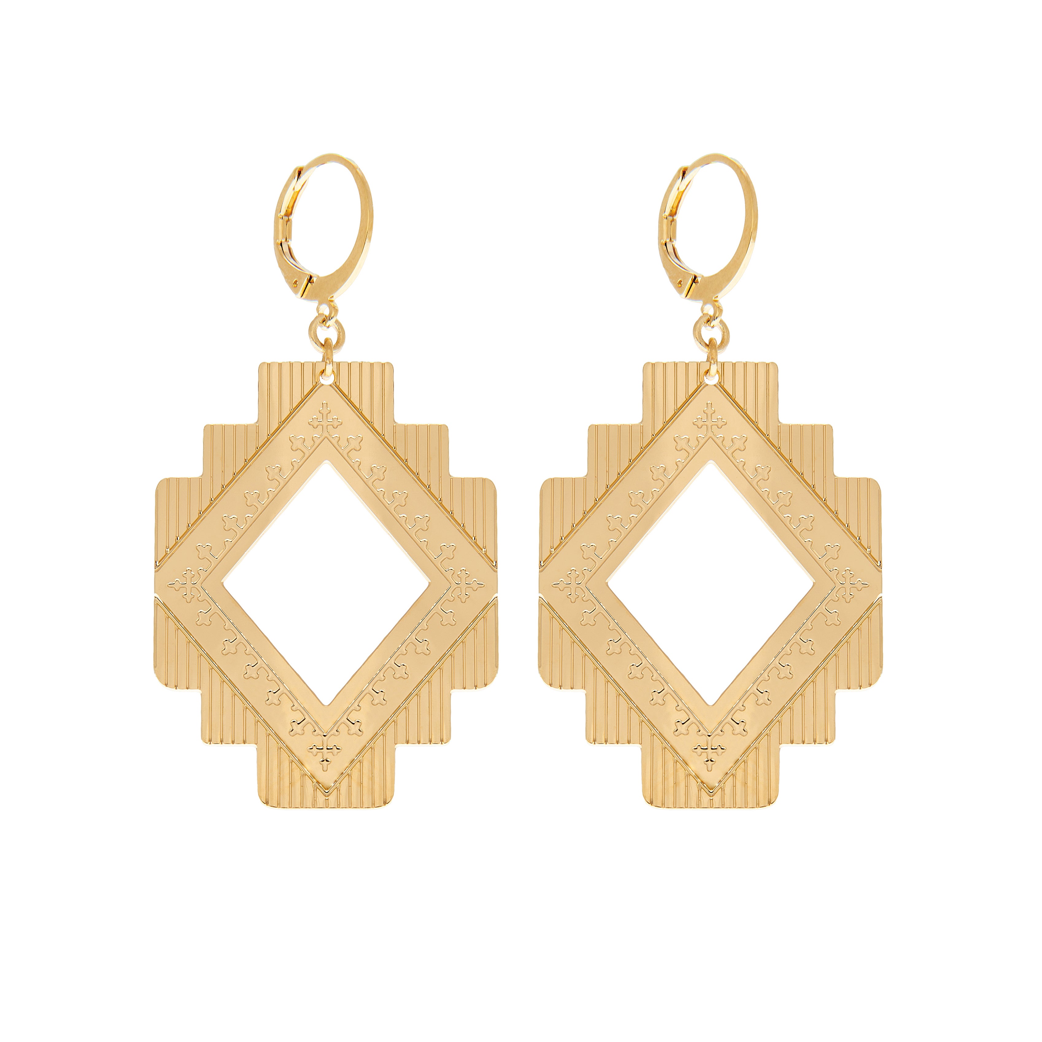 GRANDES BOUCLES D'OREILLE KILIM DORÉES