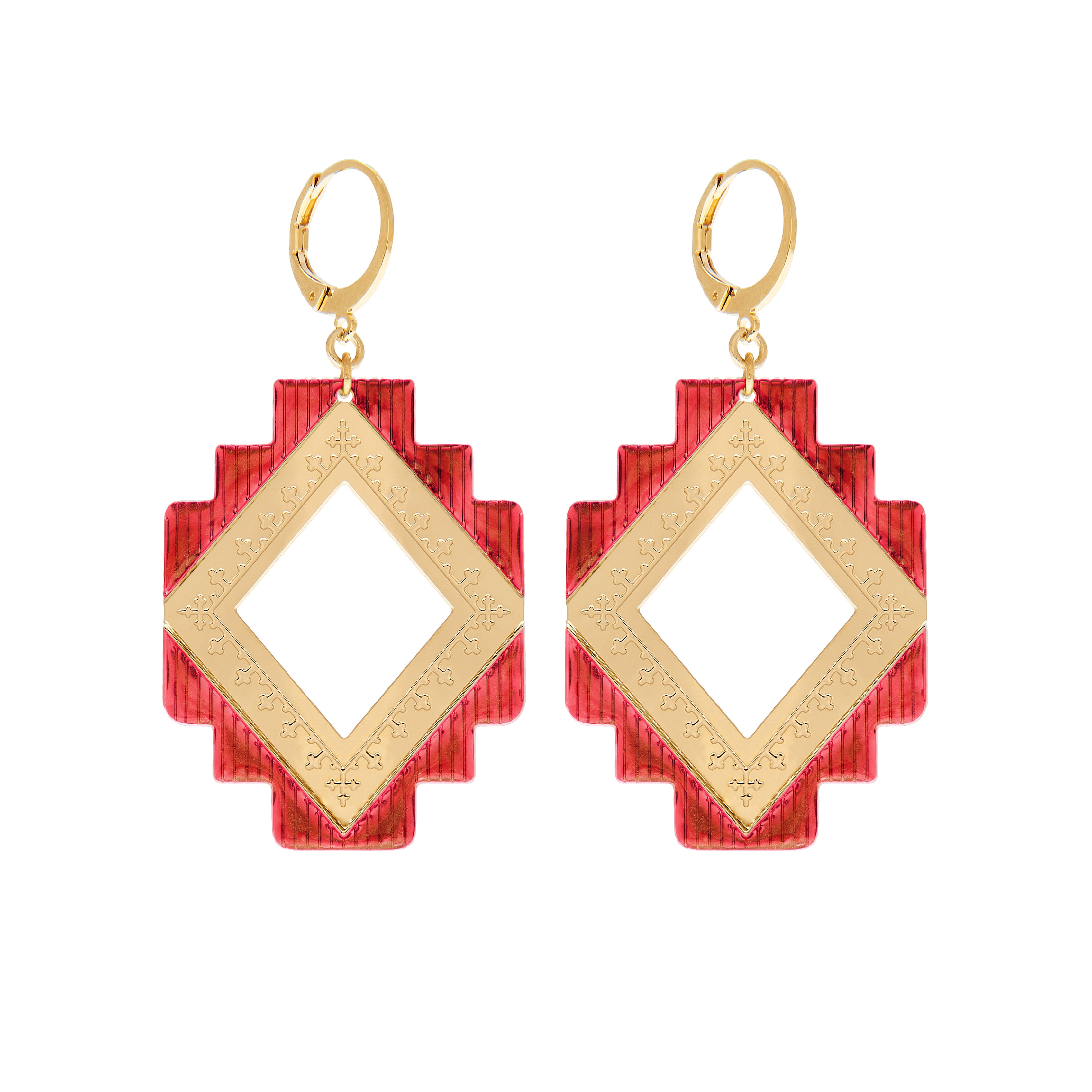 GRANDES BOUCLES D'OREILLE KILIM EMAILLÉES