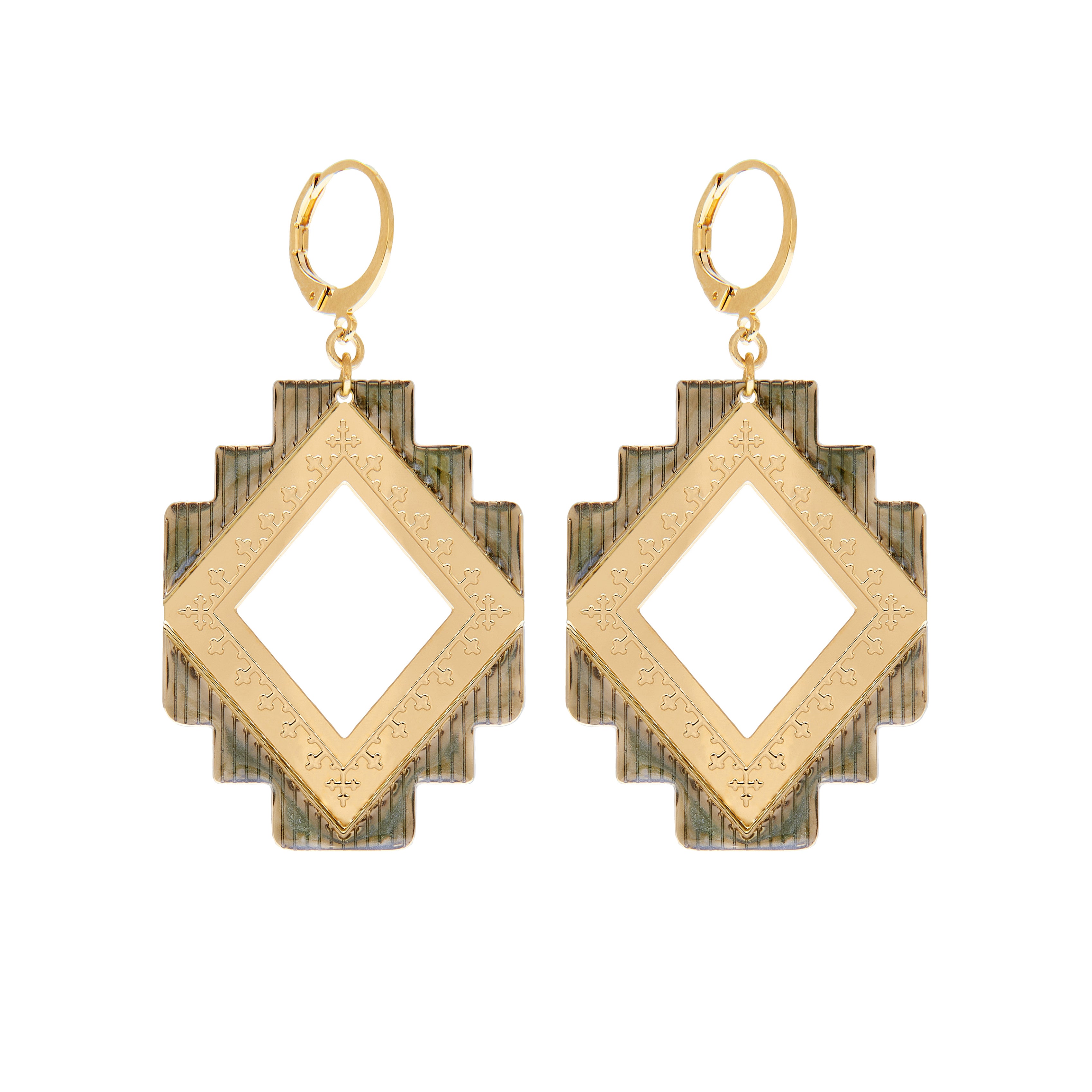 GRANDES BOUCLES D'OREILLE KILIM EMAILLÉES