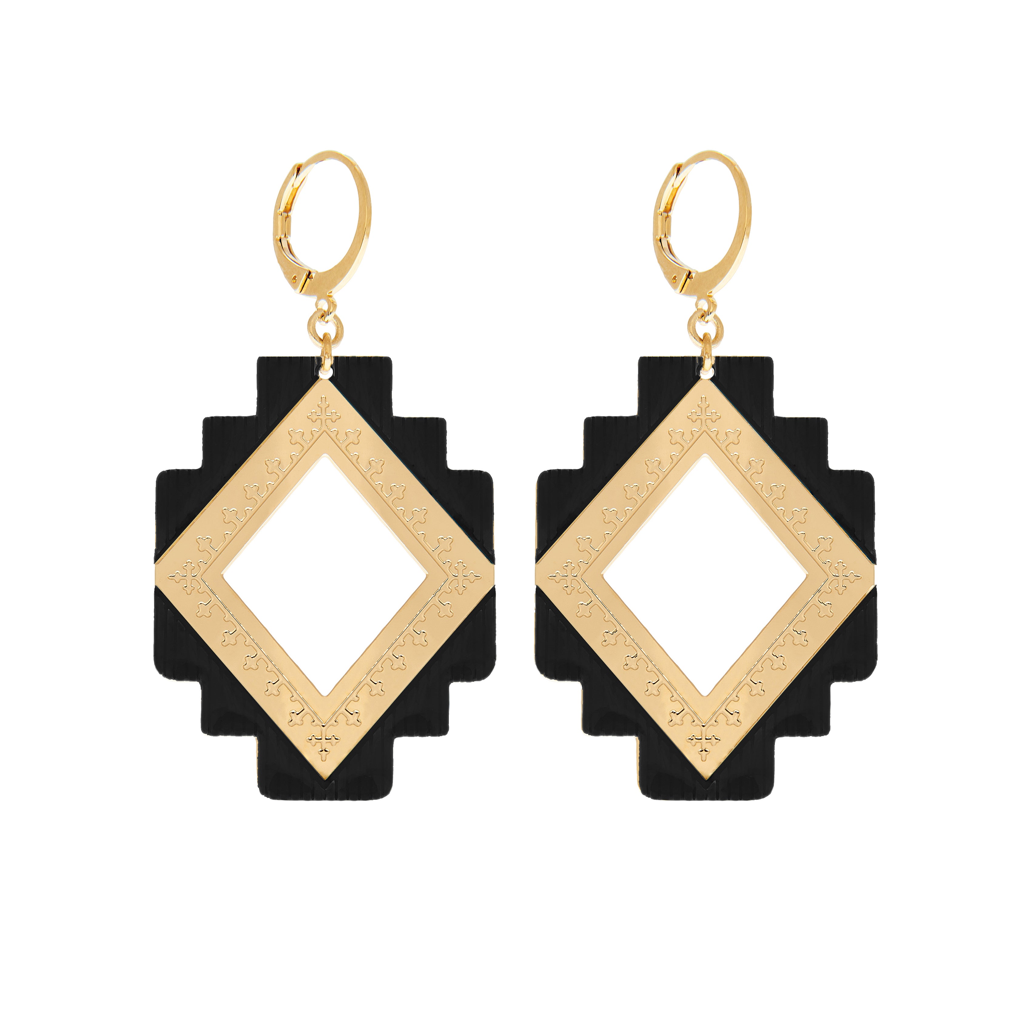 GRANDES BOUCLES D'OREILLE KILIM EMAILLÉES