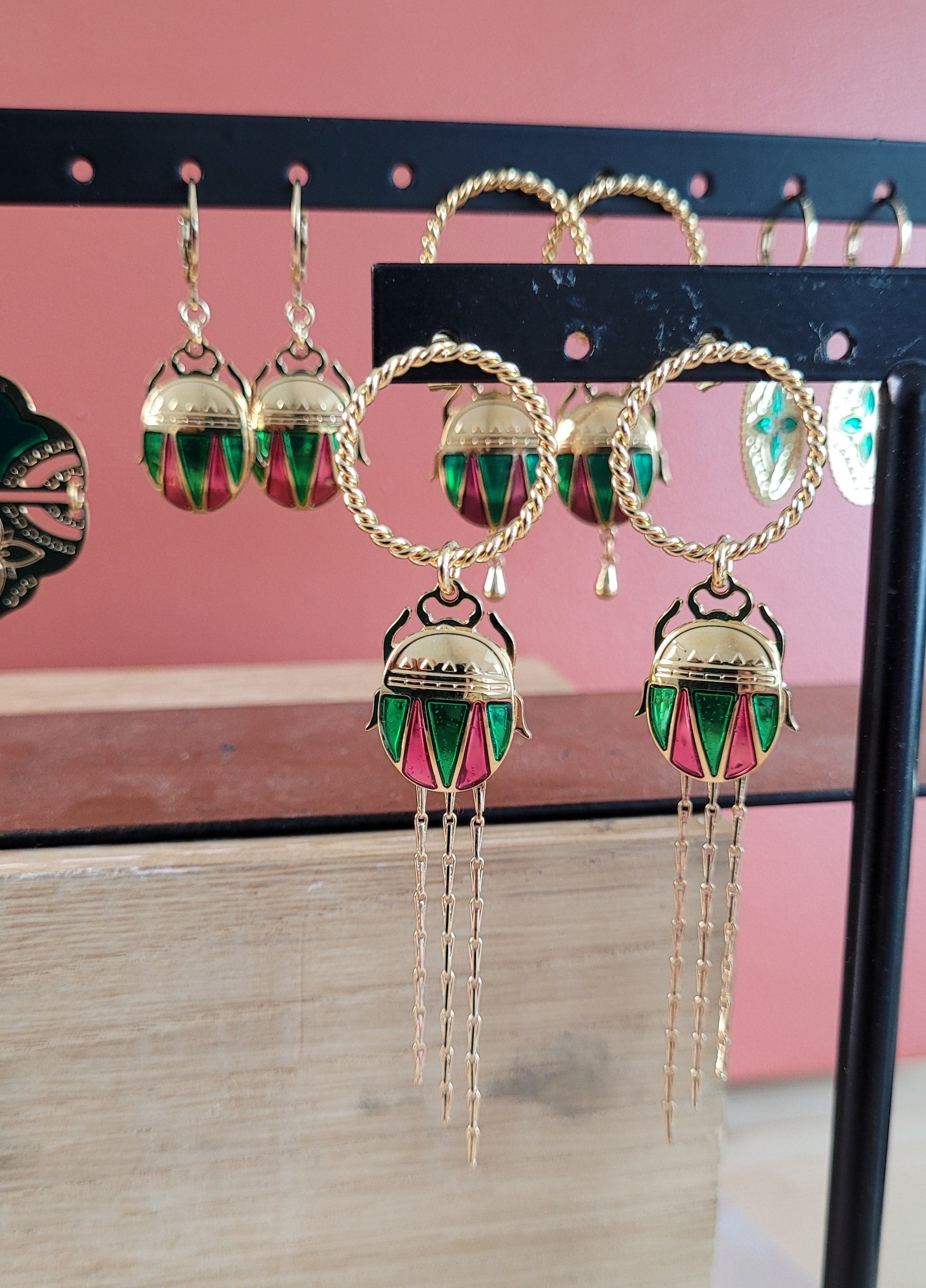 BOUCLES D'OREILLE- SCARABÉE