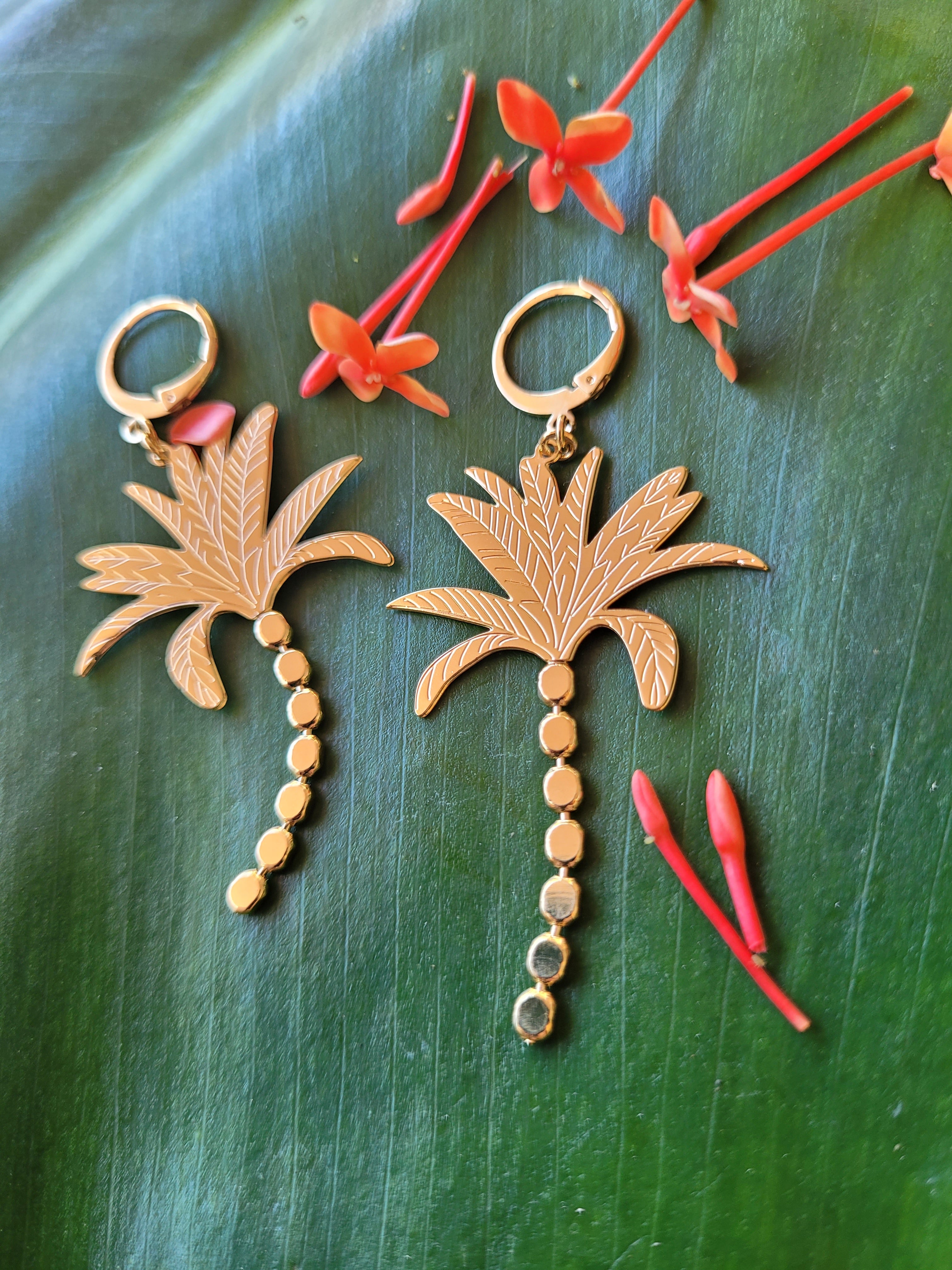 BOUCLES D'OREILLE PALMIER - TROPIQUES