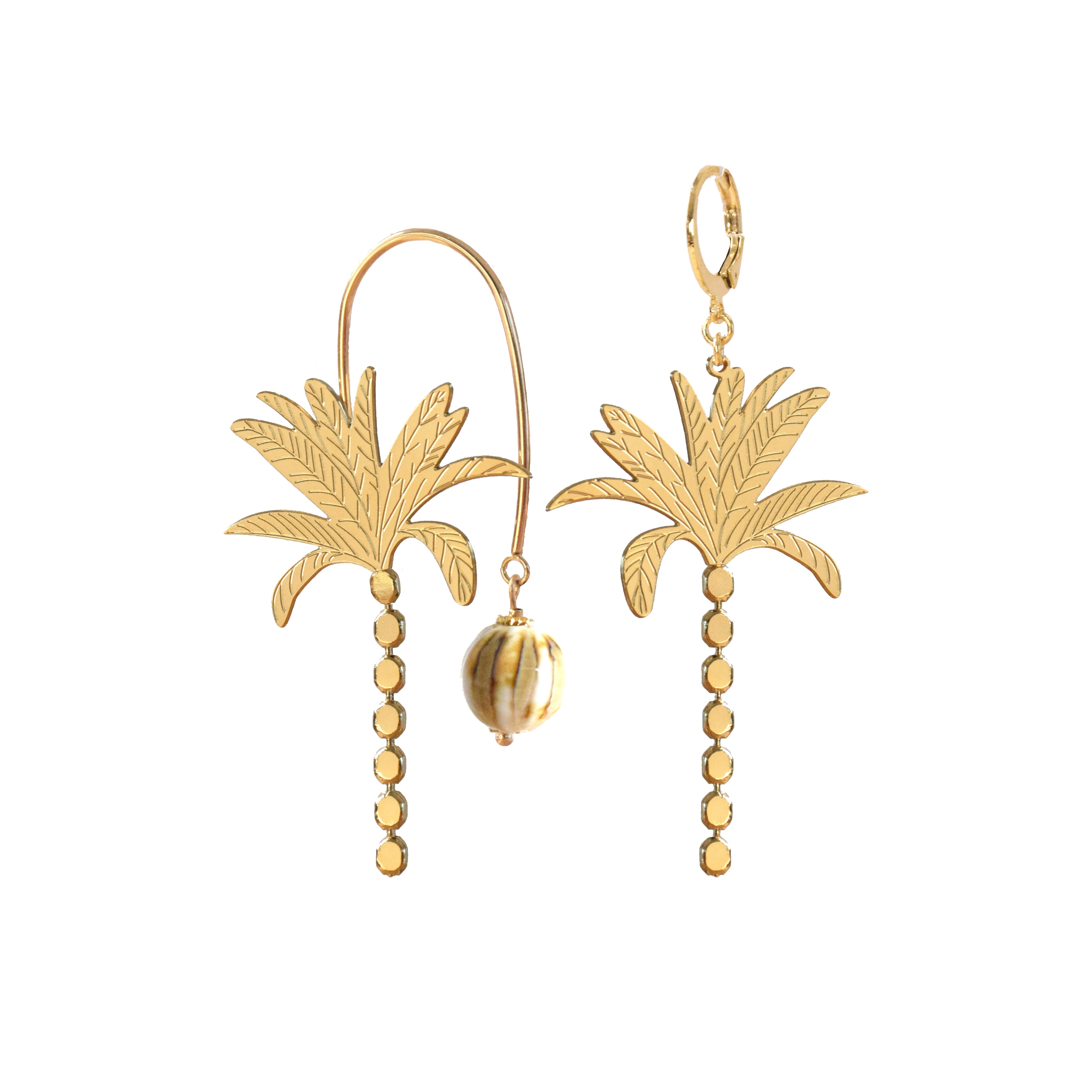 BOUCLES D'OREILLE PALMIER ASYMETRIQUES - TROPIQUES