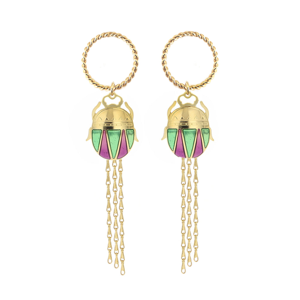 BOUCLES D'OREILLE TORSADE- SCARABÉE