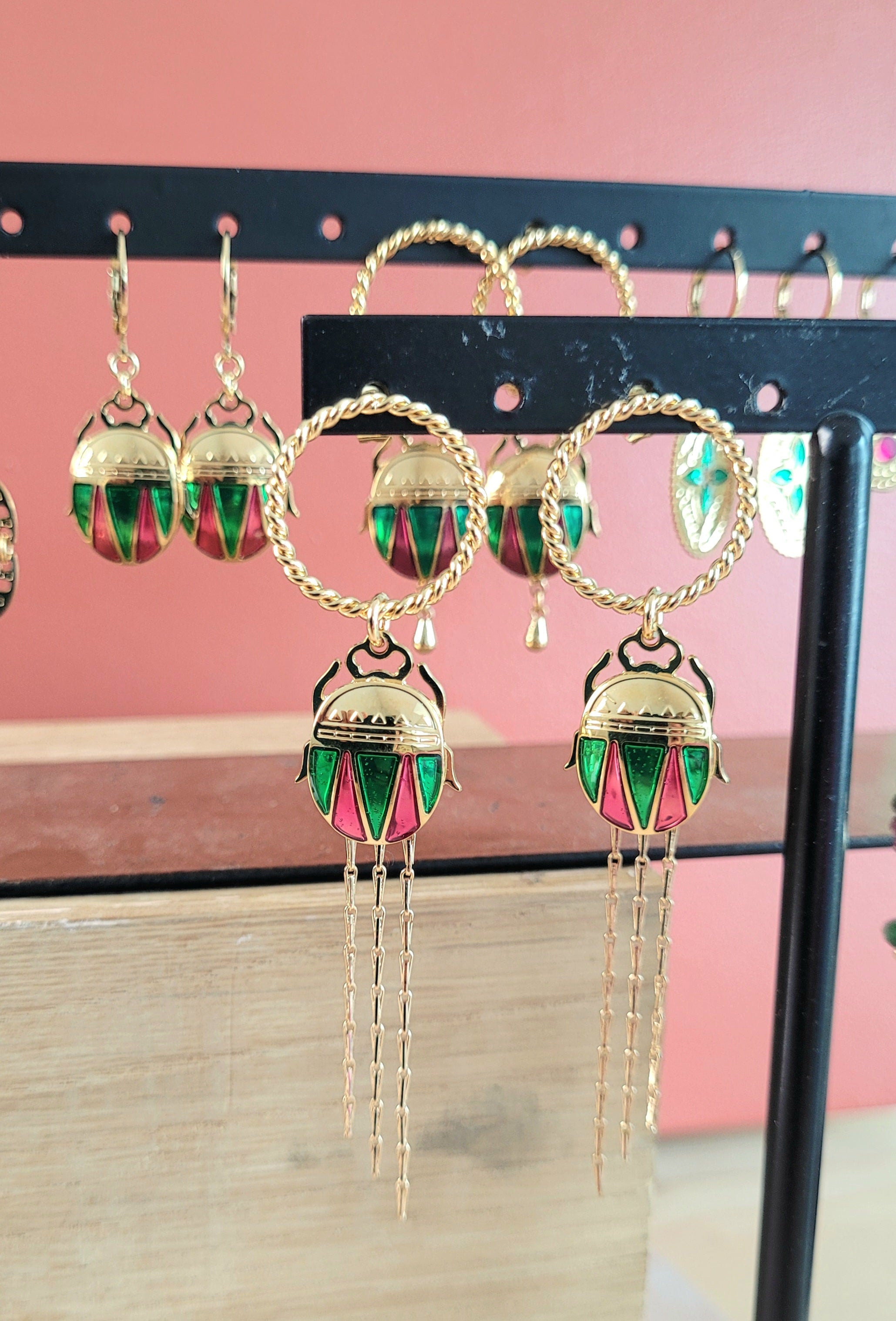 BOUCLES D'OREILLE- SCARABÉE