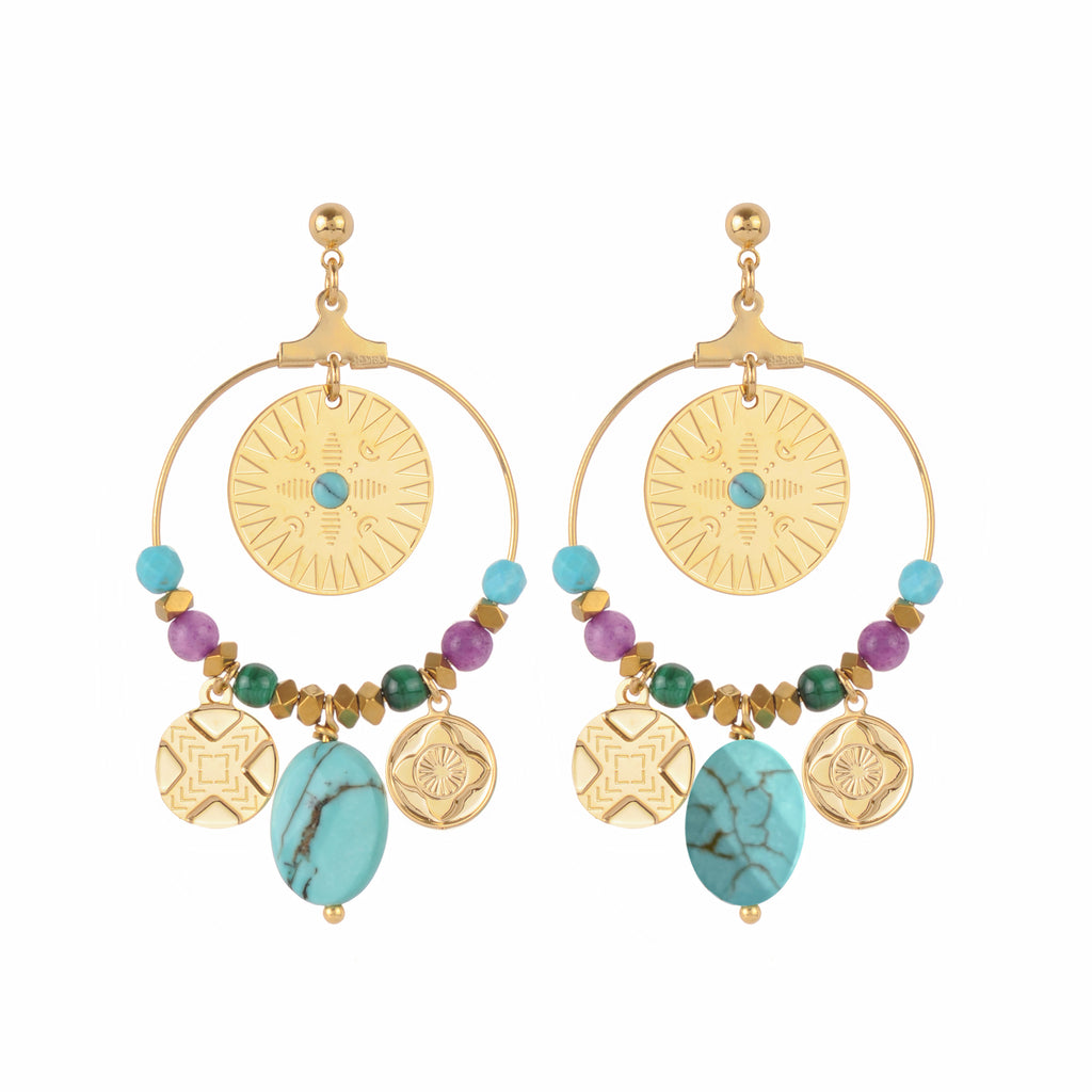 BOUCLES D'OREILLES CRÉOLES HANI multicolore - AKHA