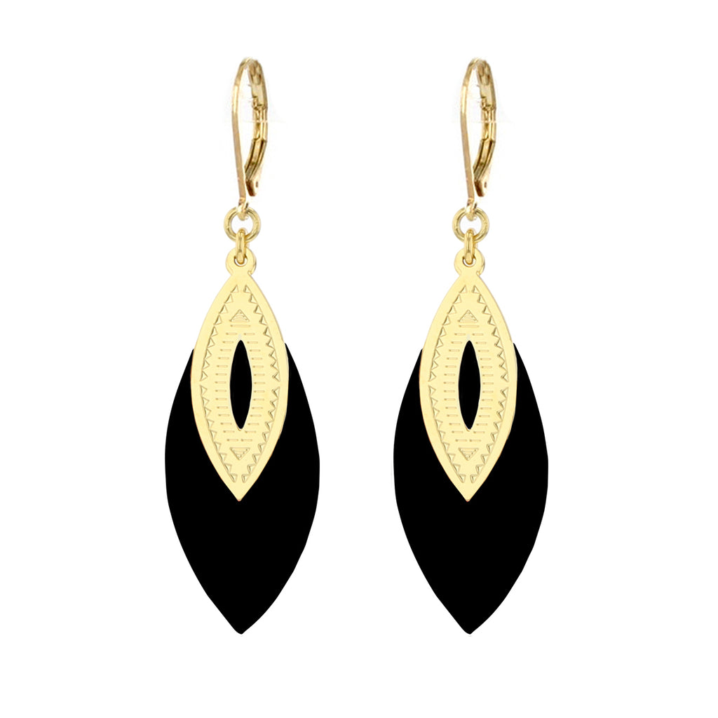 BOUCLES D'OREILLES FEUILLES ÉMAIL