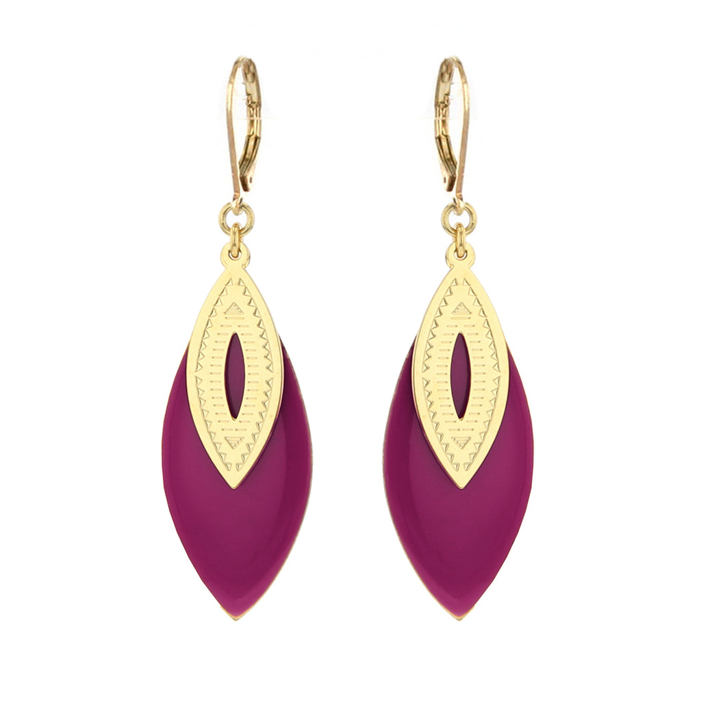 BOUCLES D'OREILLES FEUILLES ÉMAIL