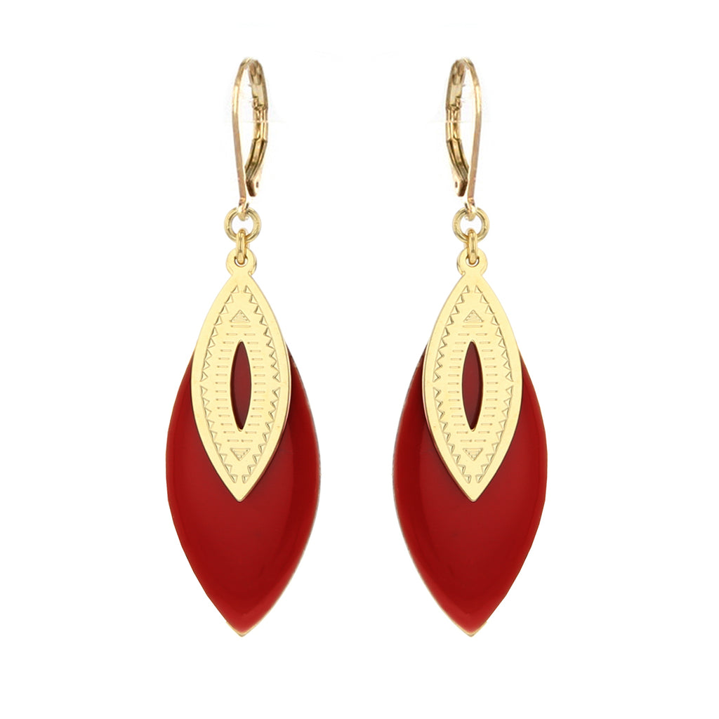 BOUCLES D'OREILLES FEUILLES ÉMAIL